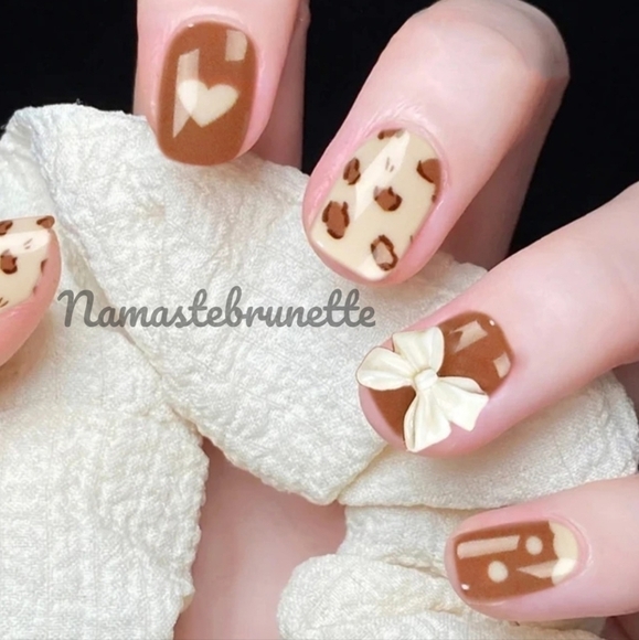 2/$16 Heart Bow Press On Nails - Picture 1 of 13